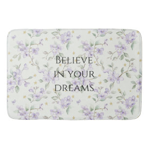 Tapis De Bain Fleurs Violettes Étoiles Dorées Lunes