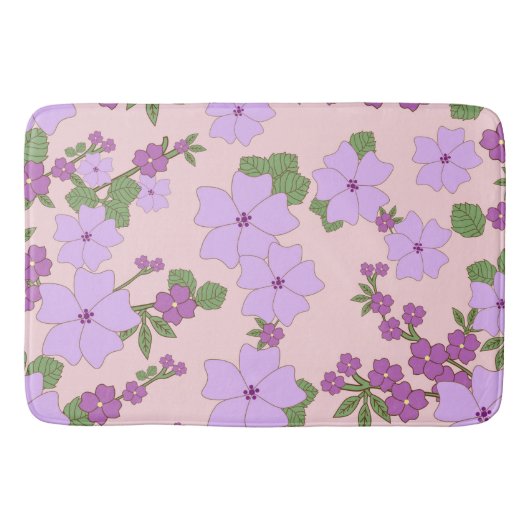 Tapis De Bain Fleurs Violettes, Modèle Floral, Motif De Fleurs (Devant)