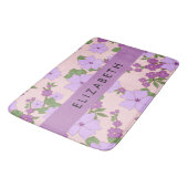Tapis De Bain Fleurs Violettes, Motif De Fleurs, Votre Nom (Angle)