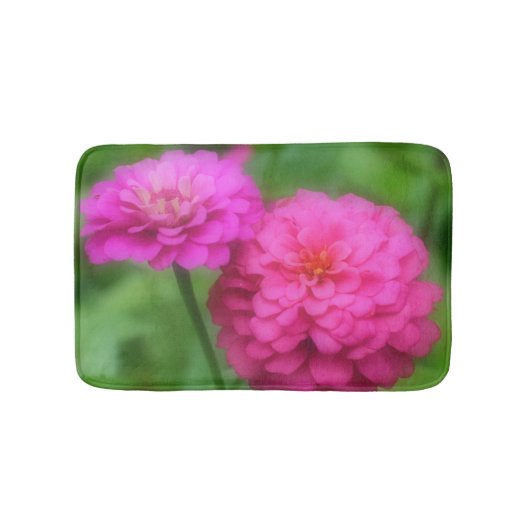 Tapis De Bain Fleurs Zinna Roses (Devant)