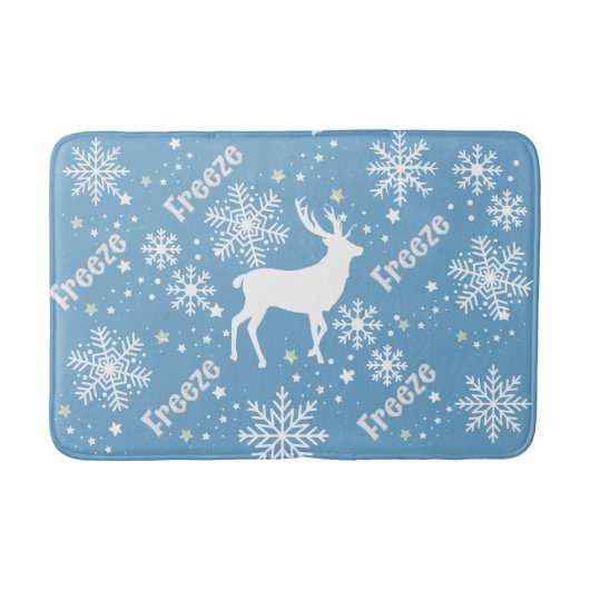 Tapis De Bain flocon bleu cerf (Devant)