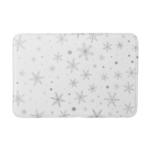 Tapis De Bain Flocon de neige au crépuscule - Gris et blanc arg