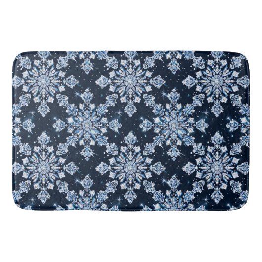 Tapis De Bain Flocons de neige 3d bleus (Devant)