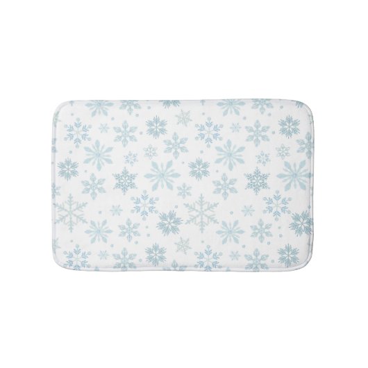 Tapis De Bain Flocons de neige bleus d'hiver (Devant)