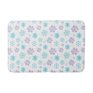 Tapis De Bain Flocons de neige violets et bleus d'hiver