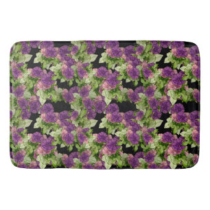 Tapis de bain floral à la gloire du matin violet e