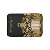 Tapis De Bain Floral Abstrait noir et or (Devant)