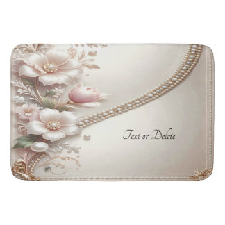 Tapis De Bain Floral and Pearl Embellishments Bath Mat