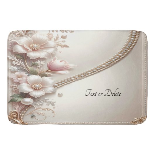 Tapis De Bain Floral and Pearl Embellishments Bath Mat (Devant)