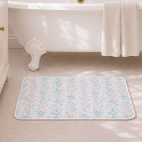 Tapis de bain floral bleu élégant