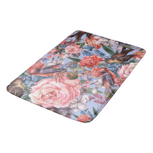 Tapis De Bain Floral Blue Arrière - plan Roses Hyacinth Fleurs s