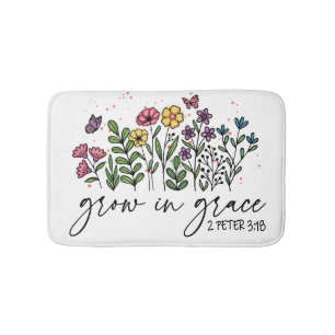 Tapis De Bain Floral Botanique Cultivant En Grace Citation Chrét
