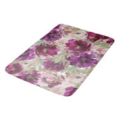Tapis de bain floral botanique vert blanc violet (Angle)