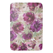 Tapis de bain floral botanique vert blanc violet (devant Vertical)