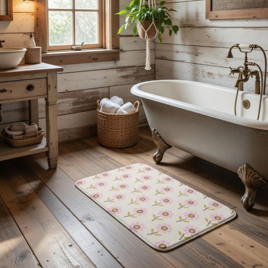 Tapis de bain floral broderie ukrainienne Boho