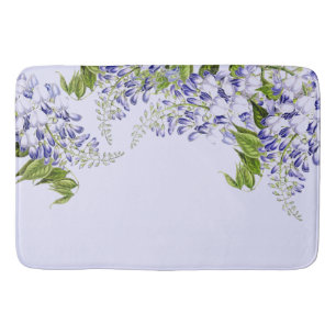 Tapis de bain floral de fleurs de glycines bleues