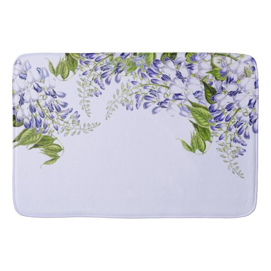 Tapis de bain floral de fleurs de glycines bleues (Devant)