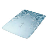 Tapis de bain floral décoratif bleu (Angle)