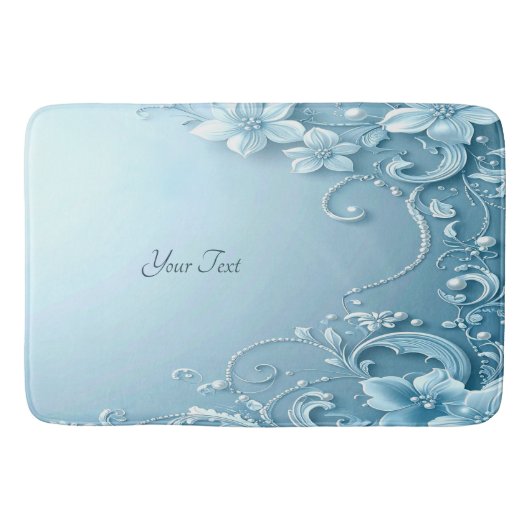 Tapis de bain floral décoratif bleu (Devant)