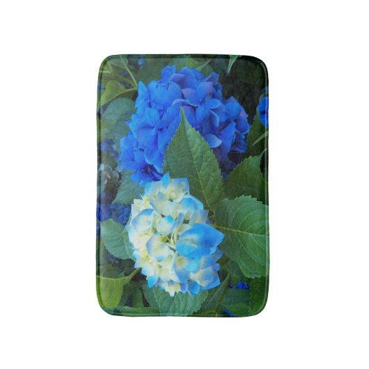 Tapis De Bain Floral d'Hydrangée Bleue (Devant (Vertical))