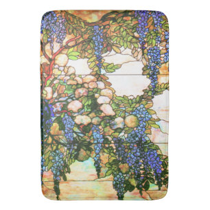 Tapis de bain floral en verre souillé de glycines