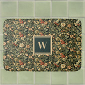 Tapis De Bain Floral Green William Morris Inspiré Monogramme