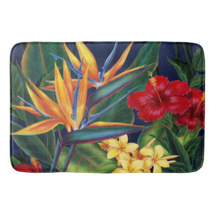 Tapis De Bain Floral hawaïen de paradis tropical