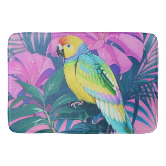 Tapis De Bain Floral/hawaïen/tropical/perroquet (Devant)