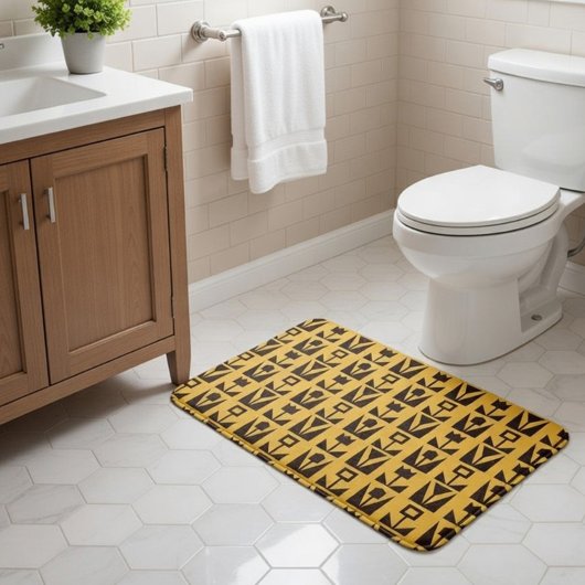 Tapis De Bain Floral jaune géométrique Abstrait