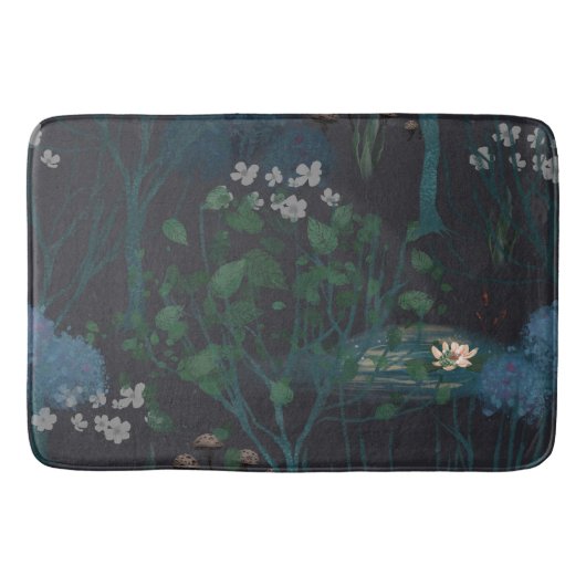 Tapis De Bain Floral Lily Pond noir foncé (Devant)