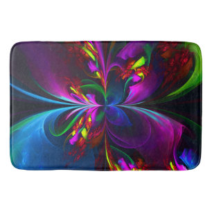Tapis De Bain Floral moderne Art Abstrait Rouge Bleu Motif #15