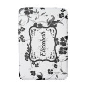 Tapis De Bain Floral noir et blanc (Devant (Vertical))
