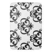 Tapis De Bain Floral noir et blanc Arabesque (devant Vertical)