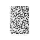 Tapis de bain floral noir et blanc de rouleau (Devant (Vertical))