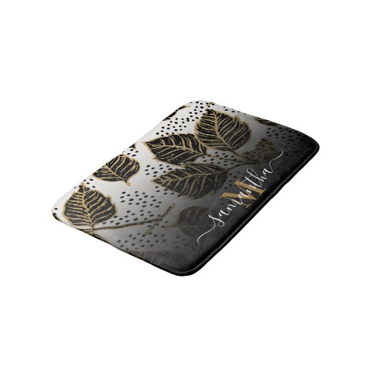 Tapis De Bain Floral noir et doré (Angle)