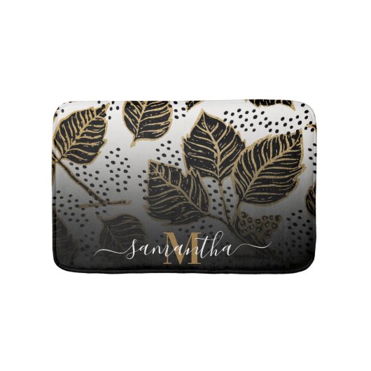 Tapis De Bain Floral noir et doré (Devant)