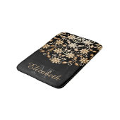 Tapis De Bain Floral noir et or élégant (Angle)