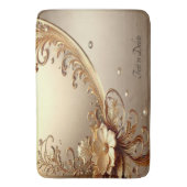 Tapis de bain floral orné doré (devant Vertical)