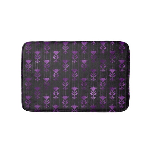 Tapis De Bain Floral pourpre et noir (Devant)