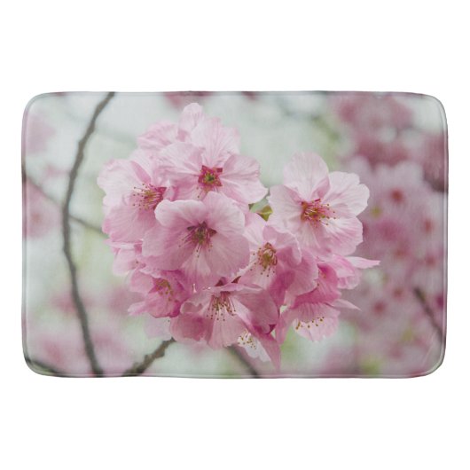 Tapis De Bain Floral rose cerise fleurs Photographie (Devant)
