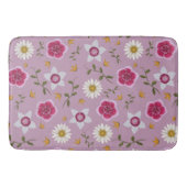Tapis De Bain Floral rose moderne Dianthus & Daisy Drawn main (Devant)