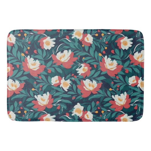 Tapis De Bain Floral rouge et blanc (Devant)