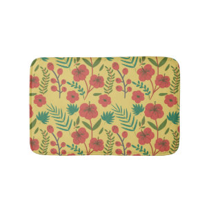 Tapis De Bain Floral sans couture motif rouge jaune vert fleurs