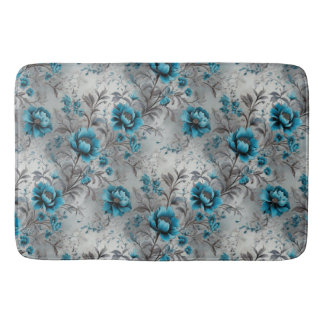 Tapis de bain floral sarcelle bleu vibrant