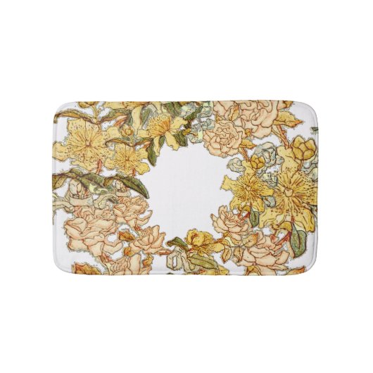 Tapis De Bain Floral Spring Fleur de couronne rose Fleurs Art (Devant)