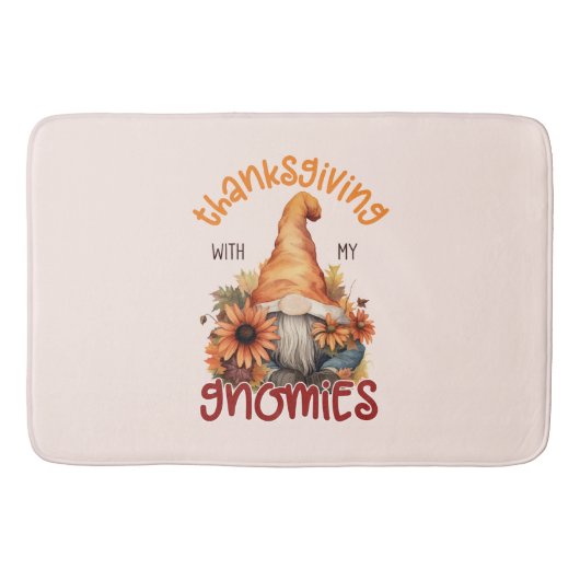 Tapis De Bain Floral Thanksgiving avec mes Gnomies (Devant)