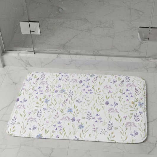 Tapis de bain floral violet