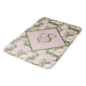 TAPIS DE BAIN FLORALE ROSE ET VERTE  (Angle)