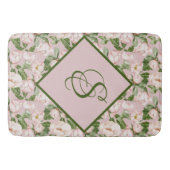 TAPIS DE BAIN FLORALE ROSE ET VERTE  (Devant)