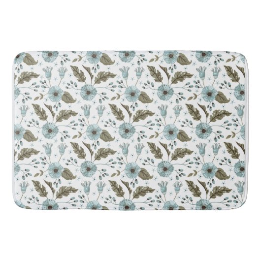 Tapis De Bain Flore bleue et verte (Devant)
